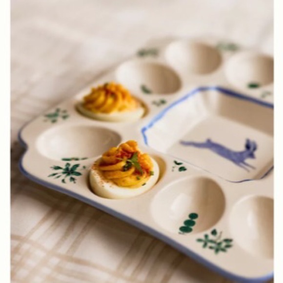 Anthropologie Egg Platter Handpainted Glazed Stoneware NWT - Picture 4 of 12